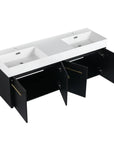60 inch bathroom vanity with double resin sink and open cabinet doors | Ace Decor