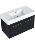 36 inch wall mounted bathroom vanity with thick resin sink and black chestnut cabinet front view | Ace Decor
