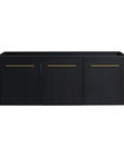 47" vanity cabinet without sink black chestnut wall-mounted base with three-door front view | Ace Decor