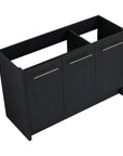 Angled view of the Noirline 48 inch bathroom vanity base featuring freestanding design and black chestnut finish.