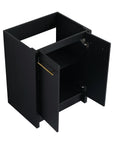 24" bathroom vanity base cabinet angled view with open door and interior storage space | Ace Decor