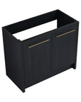 Noirline Series 36 inch black chestnut freestanding vanity base, angled view.