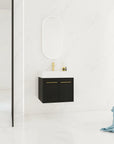 24" small wall mounted vanity in modern bathroom setting with mirror and wall-mounted design | Ace Decor