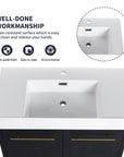 36 inch wall mounted bathroom vanity with thick resin sink close-up and easy-clean surface | Ace Decor
