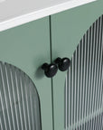 Black handle detail on 30" mint green freestanding single bathroom vanity with sink with acrylic cabinet doors | Ace Decor