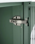 Soft-close hinge detail on 30" mint green freestanding single bathroom vanity with sink cabinet door | Ace Decor