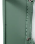 Interior cabinet side view of 30" mint green freestanding single bathroom vanity with sink with adjustable shelf slots | Ace Decor