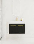30" wall mounted vanity bathroom front view with floating design and clean white backdrop | Ace Decor