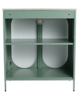 Back interior storage of 30" mint green freestanding single bathroom vanity with sink with adjustable shelf | Ace Decor