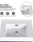 24" small wall mounted vanity thick resin sink close-up with smooth easy-clean surface | Ace Decor