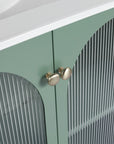 Gold handle detail on 30" mint green freestanding single bathroom vanity with sink with acrylic cabinet doors | Ace Decor