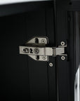 Soft-close hinge detail inside 30" freestanding makeup vanity cabinet | Ace Decor