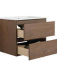 24 inch bathroom vanity with soft-close drawers open storage view | Ace Decor