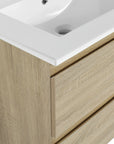 Wall-Mounted Bathroom Vanity with Ceramic Sink and Soft Close Drawers size: 24 X 18