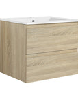 Angled view of 24 inch bathroom vanity with drawers and ceramic sink | Ace Decor