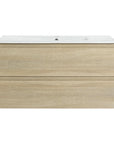 36" bathroom vanity wall mounted light oak front elevation view | Ace Decor