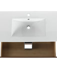 36" wall mounted bathroom vanity with sink, ceramic sink top and open interior space | Ace Decor