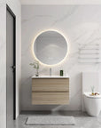 Wall-Mounted Bathroom Vanity with Ceramic Sink and Soft Close Drawers size: 30 X 18