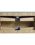 36" bathroom vanity wall mounted internal drawer structure and plumbing cutout view | Ace Decor