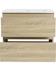 LumaOak Series 24" Light Oak Wall-Mounted Bathroom Vanity with Ceramic Sink & Soft-Close Drawers