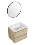 24 inch bathroom vanity with drawers and round mirror set | Ace Decor