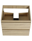 Light oak 24 inch bathroom vanity with drawers, open top view | Ace Decor