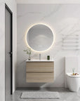 Wall-Mounted Bathroom Vanity with Ceramic Sink and Soft Close Drawers size: 24 X 18