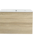 Wall-Mounted Bathroom Vanity with Ceramic Sink and Soft Close Drawers size: 30 X 18