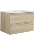 LumaOak Series 30" Light Oak Wall-Mounted Bathroom Vanity with Ceramic Sink & Soft-Close Drawers