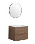 24 inch bathroom vanity with sink and mirror set brown oak view | Ace Decor