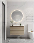 Wall-Mounted Bathroom Vanity with Ceramic Sink and Soft Close Drawers size: 36 X 18