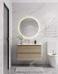 36" bathroom vanity wall mounted in modern bathroom with mirror and lighting | Ace Decor