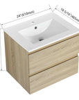 Wall-Mounted Bathroom Vanity with Ceramic Sink and Soft Close Drawers size: 24 X 18
