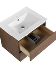 Brown Oak Wall-Mounted Vanity with Ceramic Sink size: 24 X 18