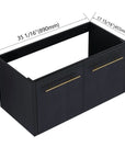 36" bathroom vanity top without sink with detailed dimensions and black chestnut finish | Ace Decor