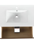 30" bathroom vanity hanging top view ceramic sink and interior | Ace Decor