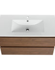 36" wall mounted bathroom vanity with sink, top view of integrated ceramic sink | Ace Decor
