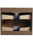24 inch bathroom vanity interior plumbing and drawer structure view | Ace Decor