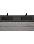 71" Dark Grey Floating Bathroom Vanity with 2 Matte Black Quartz Sinks