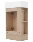 18.6" oak finish bathroom vanity, rear angled view | Ace Decor