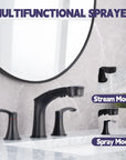 Harbor Series matte black bathroom faucet sprayer with bubble stream and spray functions