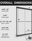 54" x 70" Strong Framed Shower Door with 6mm Tempered Glass in Matte Black - No Leaks, No Wobble