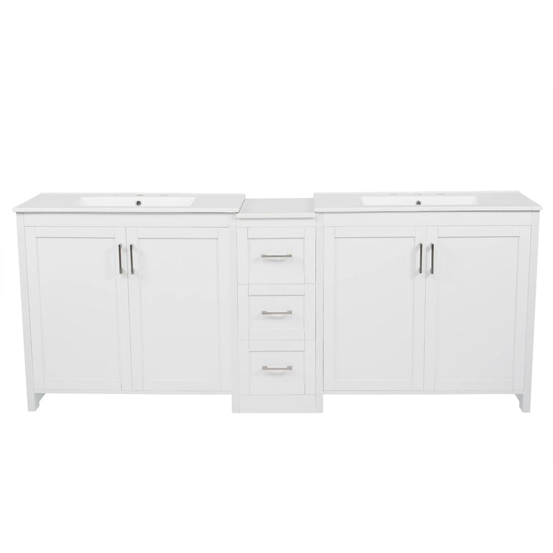 Elysian 84" Freestanding Bathroom Vanity with Double Sinks – White