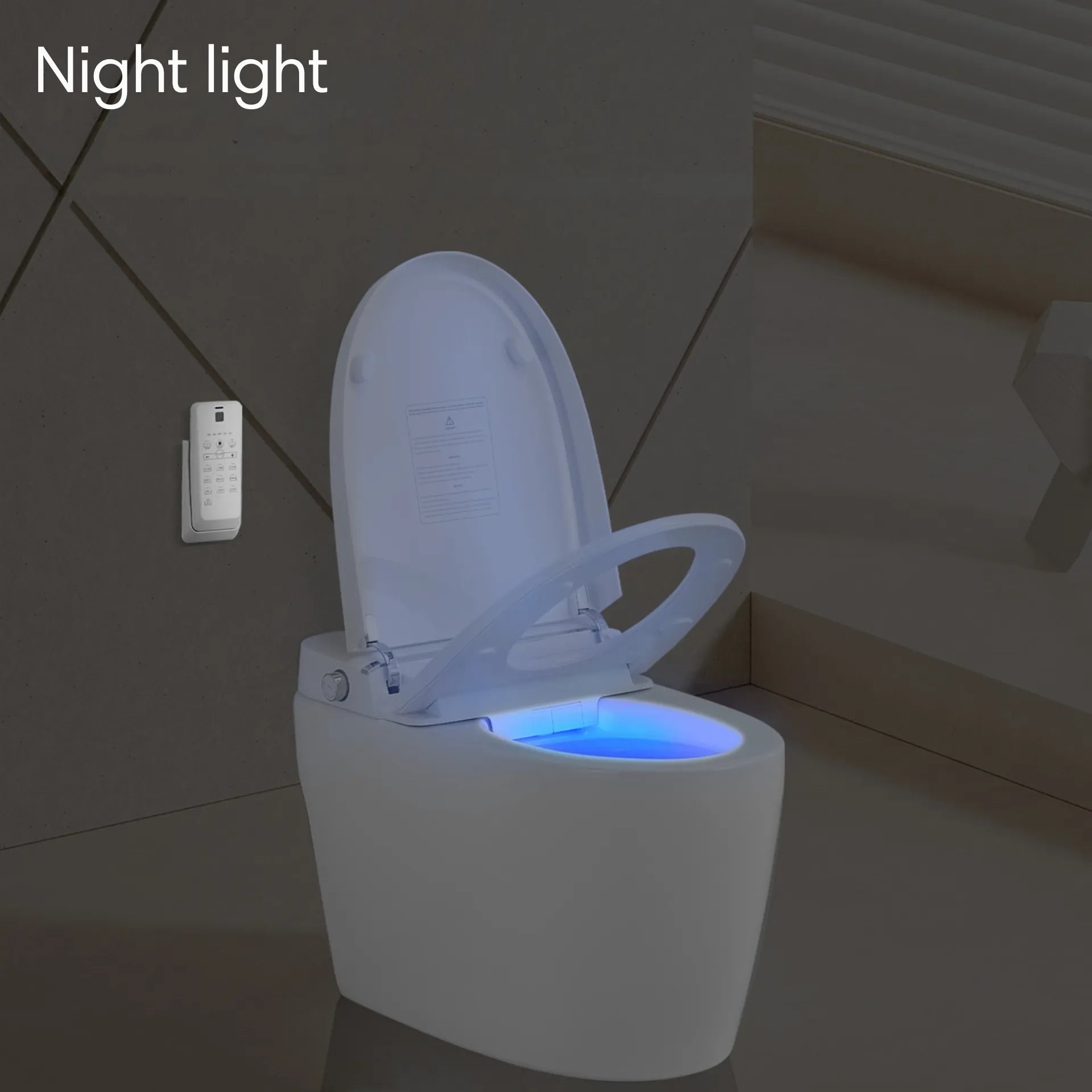 LUXOVA Smart Bidet Toilet night light feature – soft LED illumination for modern bathroom.