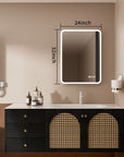 24"x32" Rectangular Framed Dimmable Anti-Fog LED Wall Bathroom Vanity Mirror