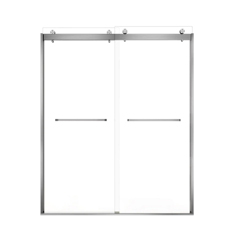 Aurevo-X Series 60" x 74" Minimalist Frameless Sliding Shower Door in Brushed Nickel