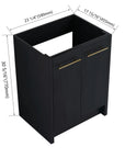 24" bathroom vanity base cabinet with dimensions showing compact freestanding design | Ace Decor