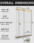48" x 74" Brushed Gold Frameless Double Sliding Shower Door with Soft-Close - Leak-Proof, Easy-Clean