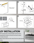 24"-47" Floating Dark Grey Corner Vanity with Matte Black Sink - 2 Soft Close Drawers