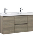 59 inch double sink vanity with large two-drawer storage and side cabinets for organized bathroom storage | Ace Decor